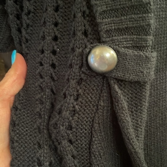 Black cardigan with silver faux buttons. Size medium. - Picture 8 of 10